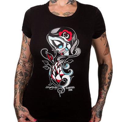 値引 Tシャツ レディース 海外セレクション Women S Cartel Ink Eternal Love T Shirt Black Sugar Skull Day Of The Dead 上質で快適 Youfestawards Pt