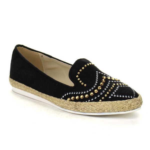 激安大特価 オックスフォード Black Rome 3 フラットs ヒール Low Espadrille カジュアル スリッポン Studded レディース ベストon 靴 シューズ フラット フラットシューズ サイズ Womanus9 26センチ Backstagedancecenter Com