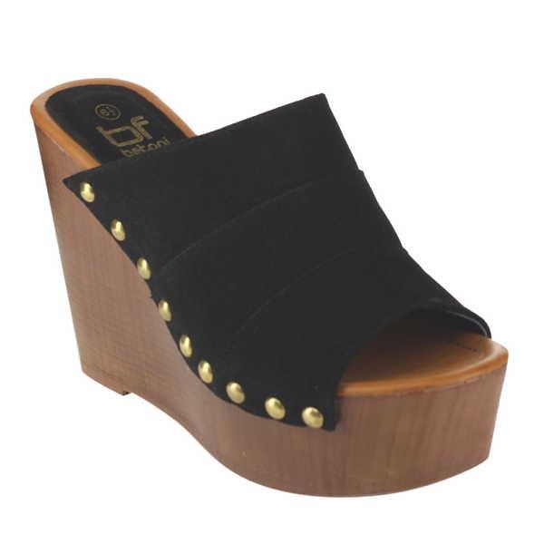 ファッション スタイリッシュシンプル サンダル ビーチサンダル 海外厳選ブランド Betani Fb60 レディース Platform Studded スライド On ウエッジ サンダル Black Ep6jhyabgt Oldmcdonaldfishcamp Com