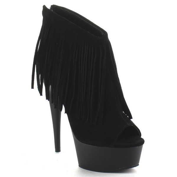 【超特価sale開催】 ブーツ シューズ 靴 プリーザー Pleaser レディース Platform Stiletto Fリングed アンクルブーティー w/Back ジップ DEライト-600-19 Black Suede/Black Matte, ペット用品広場 15baf9d4
