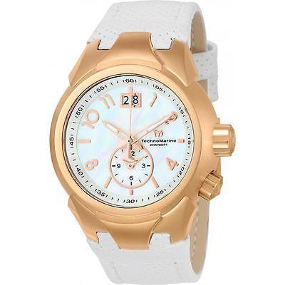 【メール便無料】 テクノマリーン TECHNOMARINE レディース シー DREAM 42ミリ ホワイト レザー バンド クォーツ 腕時計 TM-716004, MLC 99daed83