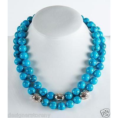 激安超安値 ジェムストーン NB638/TQH2 necklace beads howlite turquoise 2string Silver Sterling Sebbag Simon サイモンセバグ ネックレスチェーン
