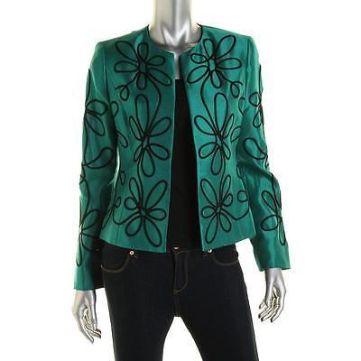 スーツ ブレザー ビジネス フォーマル キャスパー Kasper 9002 レディース Applique オープン Front 長袖 Collarless Blazer ジャケット Apaproduction Fr