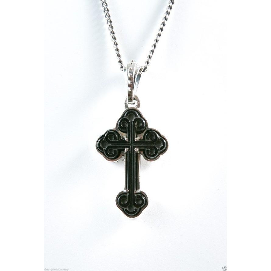 アクセサリー スティーブンウェブスター King Queen Baby Sterling Silver Carved Black Agate Cross Pendant Chain K10-5440 ネックレスチェーン