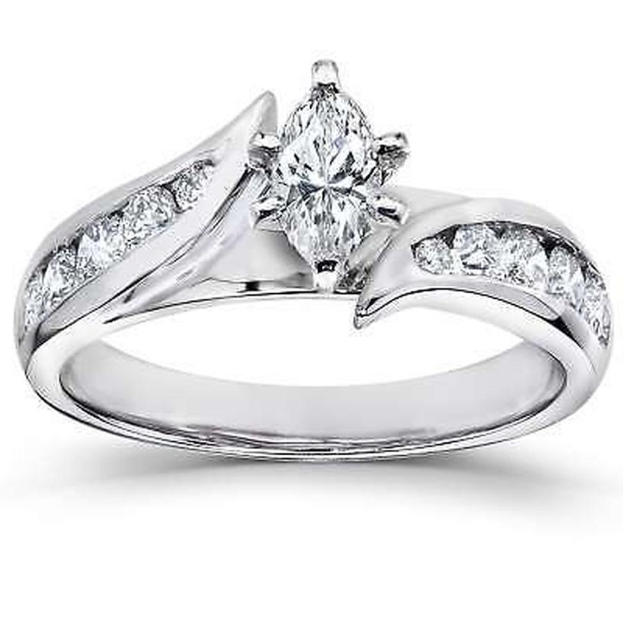 【新品】 14k Kobelli by Annello アネロ 婚約指輪 White Ring Engagement Diamond Marquise TDW 1ct Gold エンゲージリング