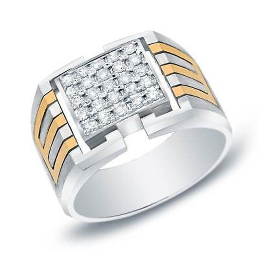 最大の割引 結婚式 アニバーサリーバンド 海外セレクション Auriya 14k Two-tone Gold Men's 1/2ct TDW Satin Finish Diamond Bling Ring, お茶茶道具抹茶スイーツ千紀園 ff5304e7