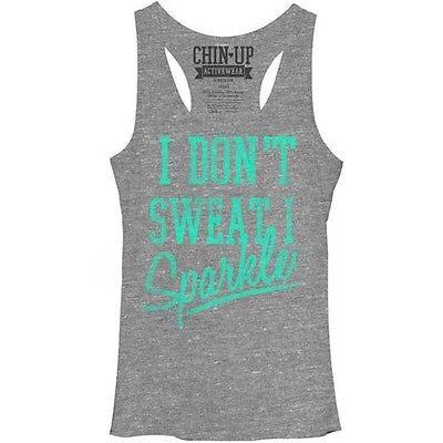 売り超特価 アメリカ人気キャラクター ブラウス チンアップ Chin Up I Don T Sweat I Sparkle Nwt Womens Junior Racerback Tank Top Grey L 保証1年 Www Superavila Com