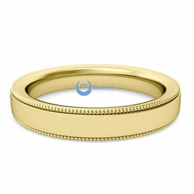 最終値下 海外バイヤー厳選 指輪 リング Heavy 4 2 6gr 4ミリ 14k イエロー ゴールド Milgrain Polished フラット ウェディング バンド Comfort 肌触りがいい Newmatic Ae