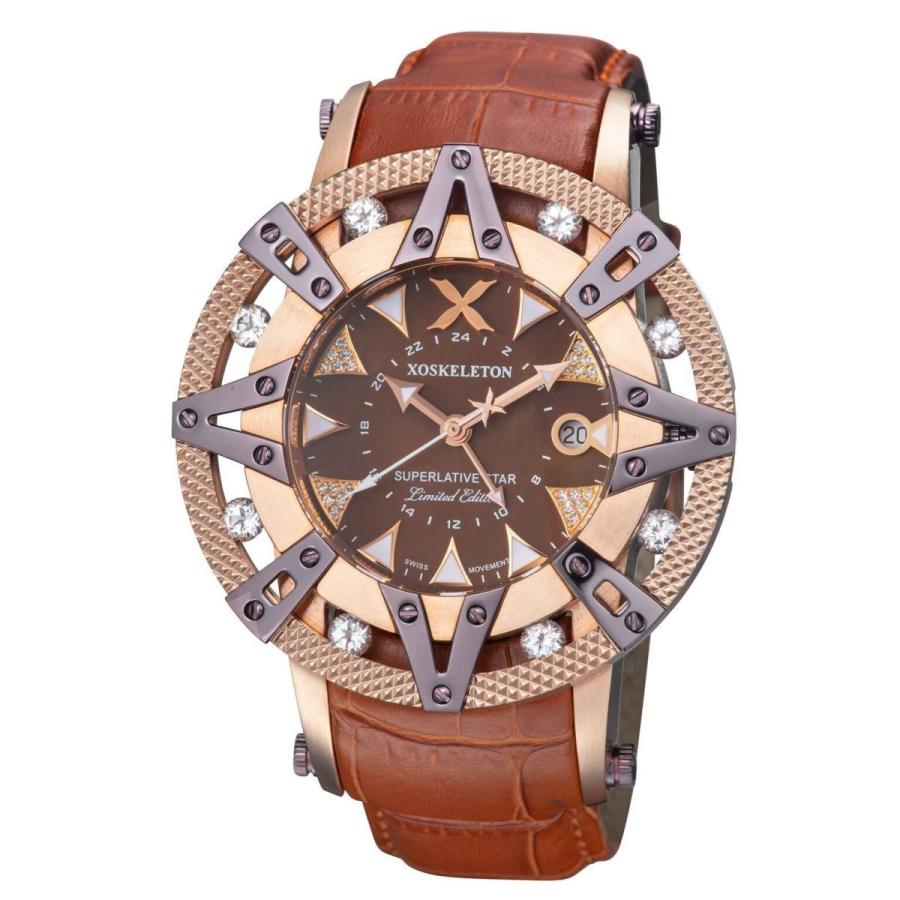 品質検査済 海外買付直輸入ブランド メンズ Watch Stones Floating Clear Gold Rose Gmt Swiss Star Superlative Xoskeleton Mens エクソスケルトン 腕時計 メンズ腕時計