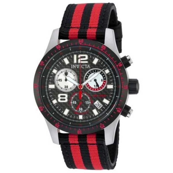 品質は非常に良い Fiber Carbon ブラック クロノグラフ Speedway ブラック & レッド メンズ Invicta インヴィクタ 腕時計 ナイロン 腕時計 ストラップ 腕時計