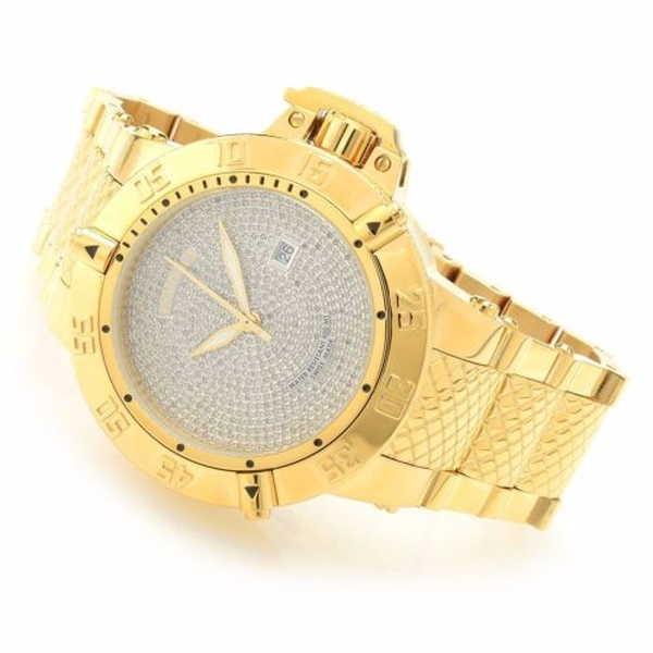【美品】 腕時計 インヴィクタ Invicta メンズ サブアクア Swiss Made 2.72ctw ダイヤモンド ゴールド P SS ハイ POLISH 腕時計 RARE, KURA-PURA ed6981eb