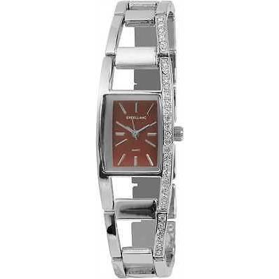【2021正規激安】 ジュエリー 腕時計 エクセランク EXCELLANC レディース 腕時計 RECTANGULAR STRASS METAL リスト バンド レッド シルバー 50-014 腕時計