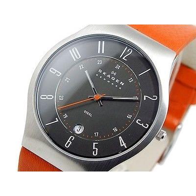 お買い得モデル ウルトラスリム メンズ SKAGEN スカーゲン 腕時計 DENMARK 233XXLSLO 腕時計 DETAIL オレンジ 腕時計