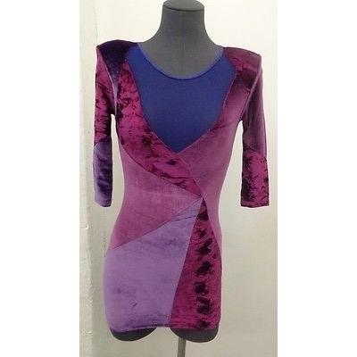 レディース ドレス ワンピース ブライアンリッテンバーグ レディースファッション Brian Lichtenberg レディース パープル レディース ドレス スリーブ ドレス 3 4 ベルベット E パンダストア Xスモール カラーblock