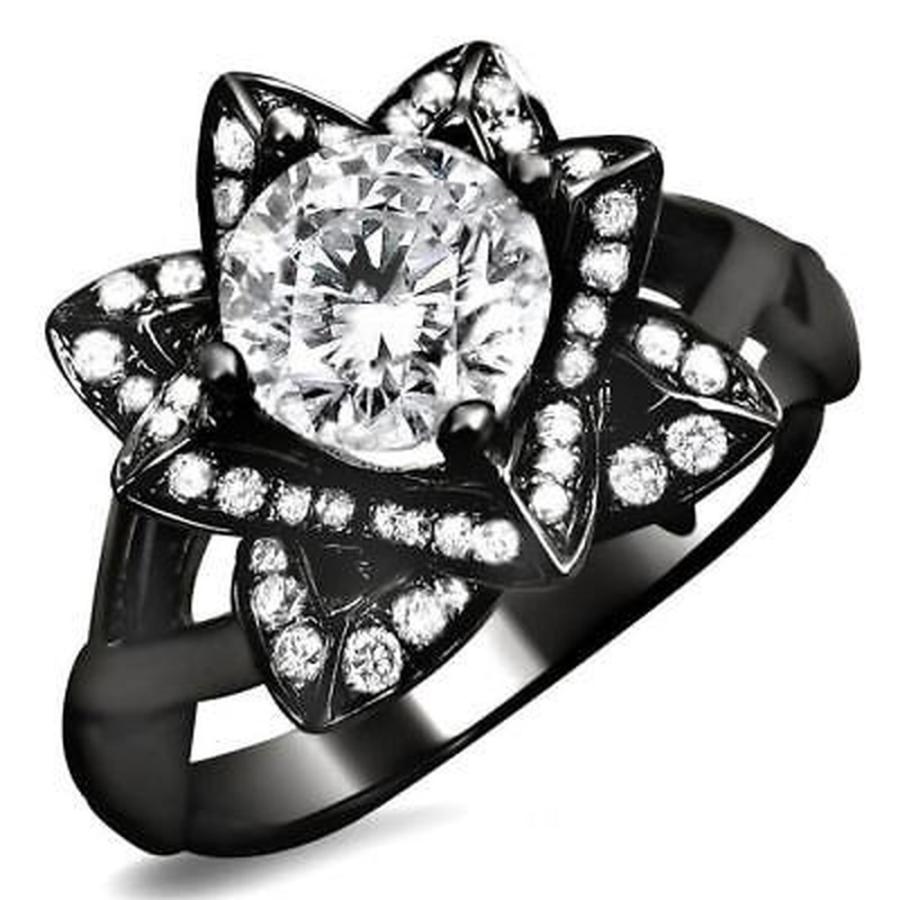 新作 海外買付直輸入セレブ愛用ブランド商品 婚約指輪 海外セレクション Noori 14k Black Gold 1ct Round Diamond Lotus Flower Engagement Ring ブライダルアクセサリー Oyostate Gov Ng