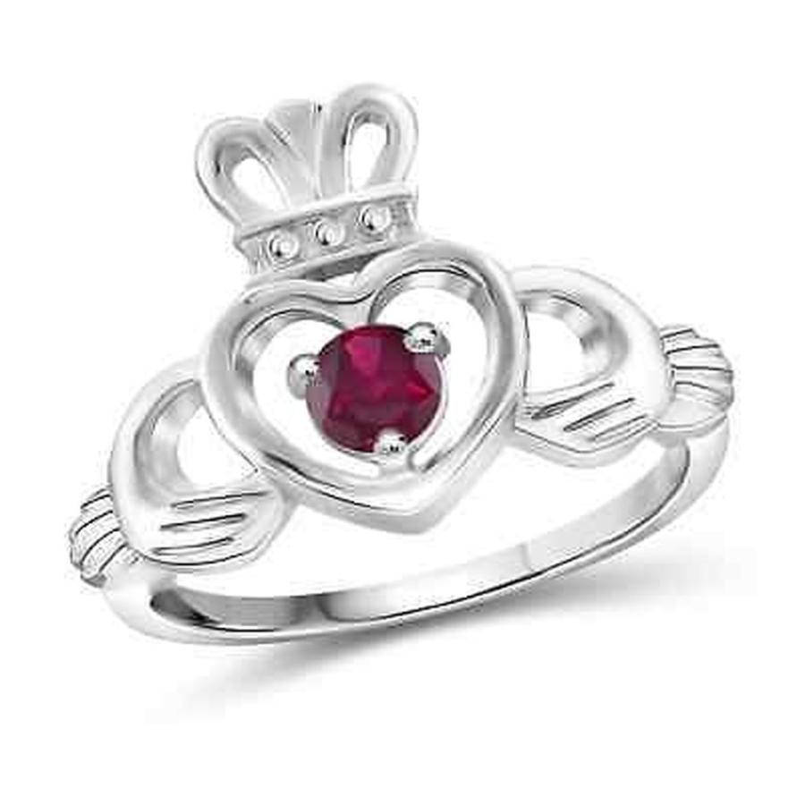 【おすすめ】 Silver Sterling Jewelonfire ジュエルオンファイヤー 0.35 Ring Crown Heart Gemstone Ruby CTW 指輪
