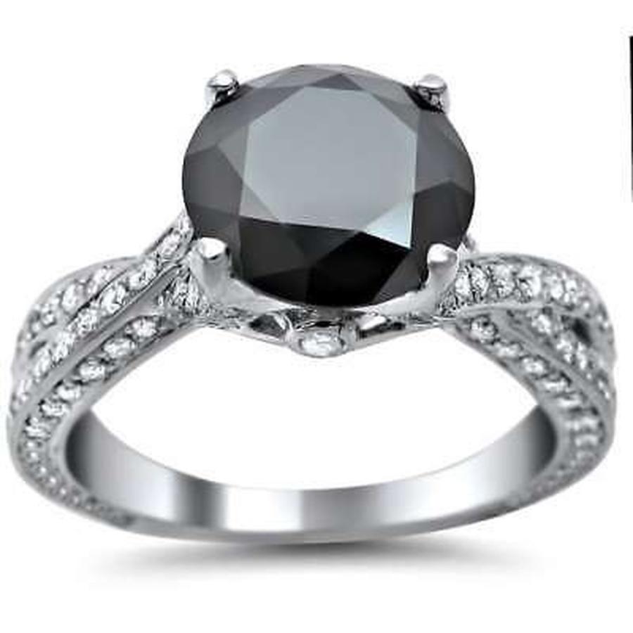 海外セレクション 婚約指輪 Noori 14k White Gold 2 4 5ct Tdw Black Round Cut Diamond Engagement Ring Smartenergymaster It