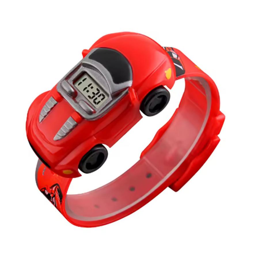 子供 腕時計 カラフル クリエイティブ 漫画 楽しい 車モード  日付 プレゼント 赤 