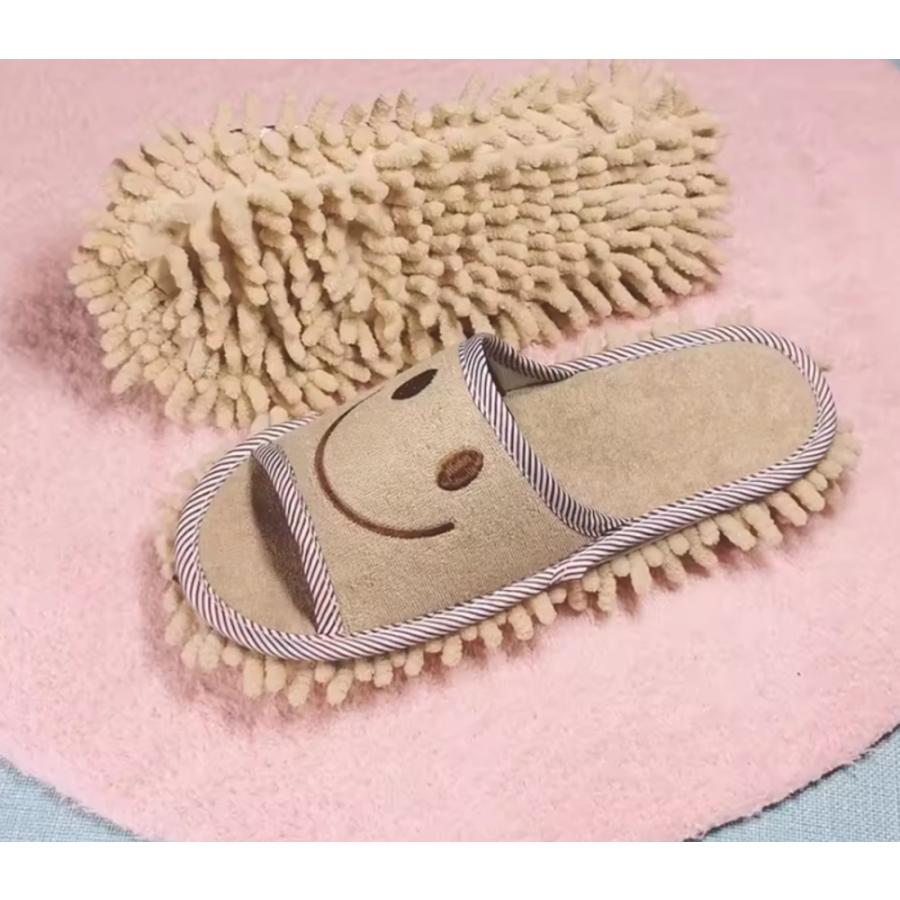 モップスリッパ おそうじスリッパ モップシューズ 可愛い 洗える ルームシューズ   ベージュ