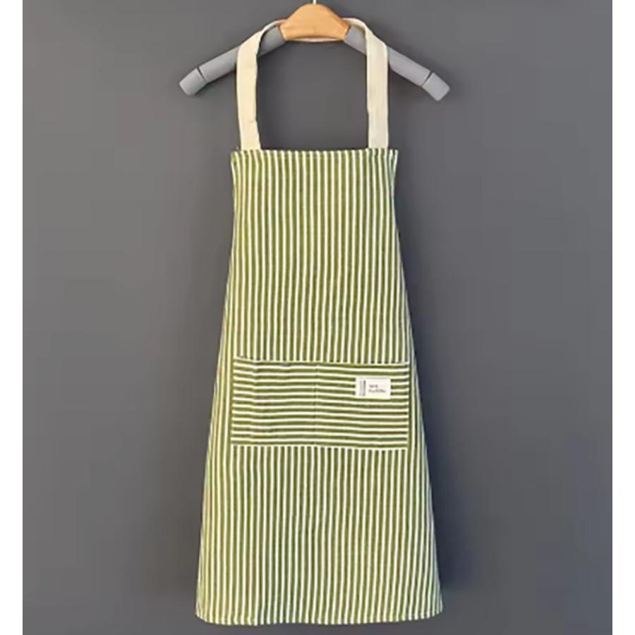 シンプル  H型 カフェエプロン レデイース エプロン お洒落 ポケット付き 料理用 作業用 キッチン  緑