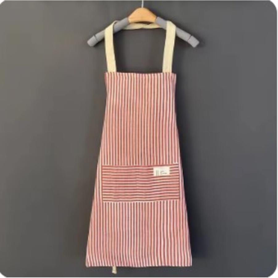 エプロン シンプル カフェエプロン レデイース お洒落 ポケット付 料理用 作業用 キッチン メンズ 赤