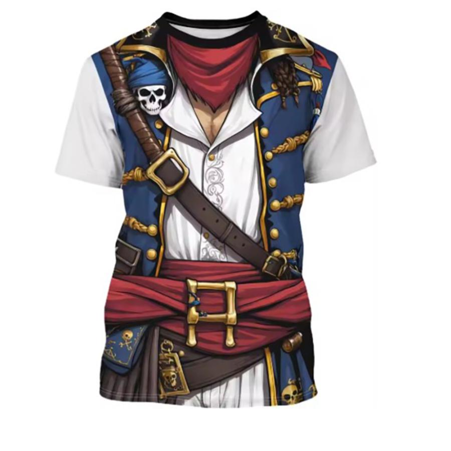 海賊風 Tシャツ メンズ レディース 半袖 3Dプリント コスプレ カリビアン風 ハロウィン 衣装 