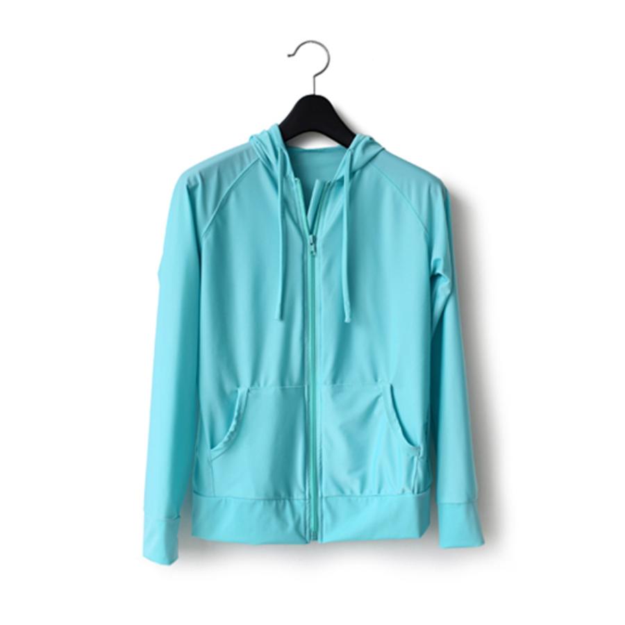 ラッシュガード 水着 UVカット 体型カバー パーカー プール 海 夏 旅行 おしゃれ かわいい 水色L