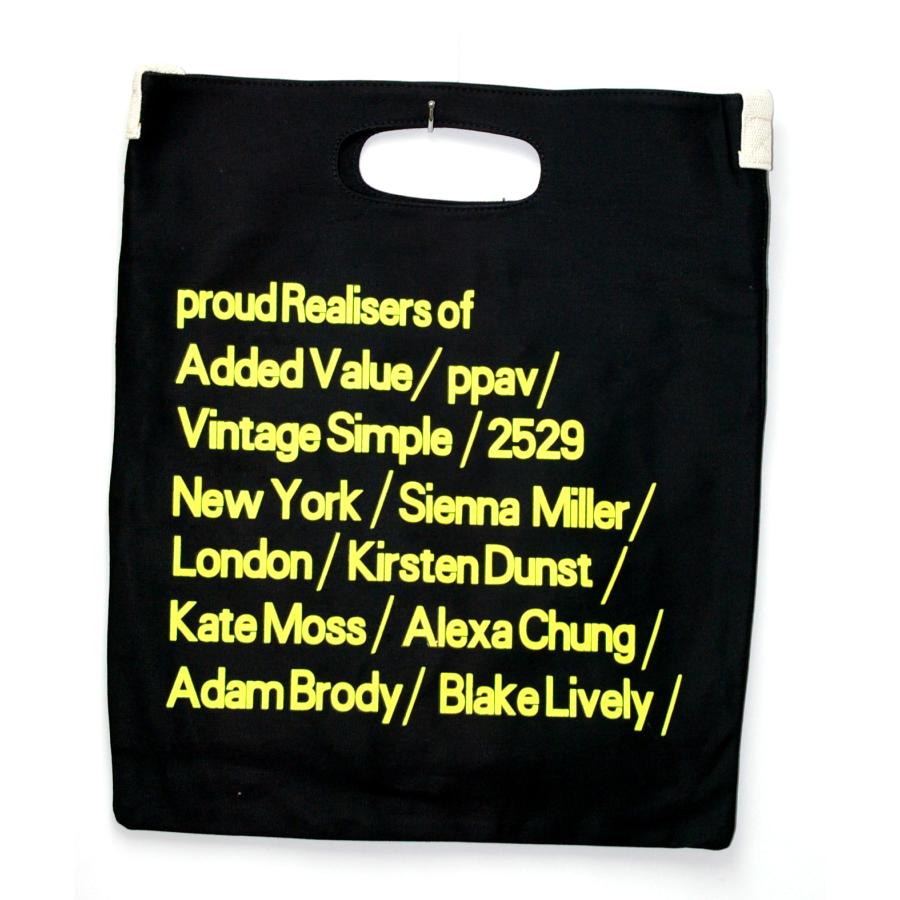 ショルダー 手提げ 両用 キャンバス バッグ エコバッグ 英字テキスト柄 デニム  黒-黄文字