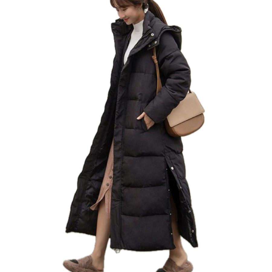 コート ダウン レディース 女性 ロングコート フード ダウンジャケット ダウンコート 膝下 おしゃれ 高級感 黒