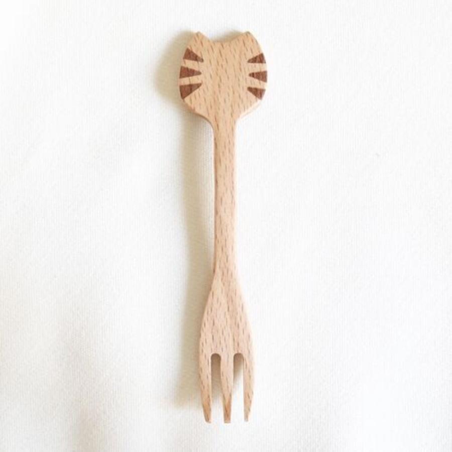 木製 ねこ フォーク トラ カトラリー インドネシア製 ネコモチーフ Mioシリーズ   トラ