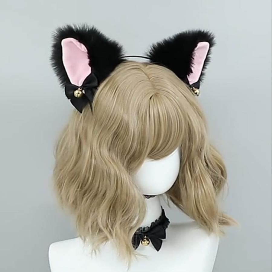猫耳 カチューシャ コスプレ かわいい ハロウィン パーティ 仮装 鈴付き ネコミミ コミケ 黒