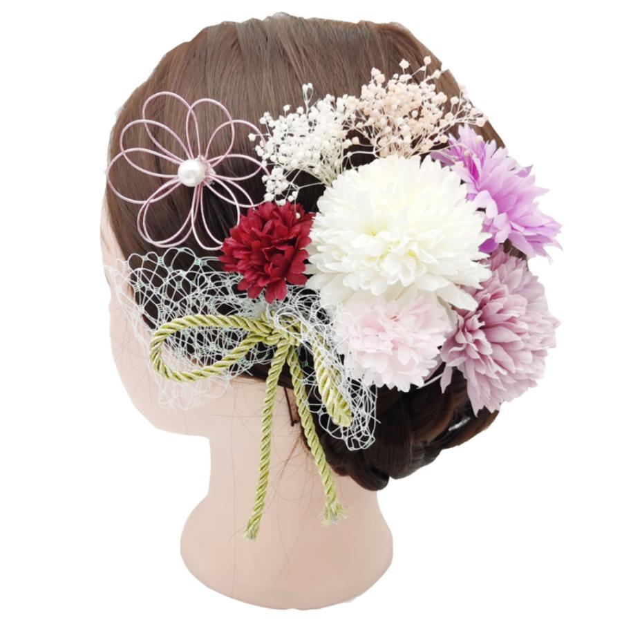 振袖 髪飾り 菊 かんざし 豪華 9点セット 成人式 卒業式 着物 袴 浴衣 和服 造花 ピンポ  紫