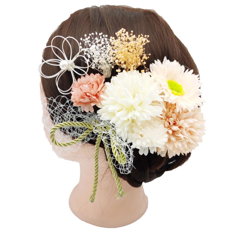 髪飾り 9点セット 和風 かんざし パーツ 振袖 成人式 卒業式 浴衣 アクセサリー オレンジ系 花火 薄橙