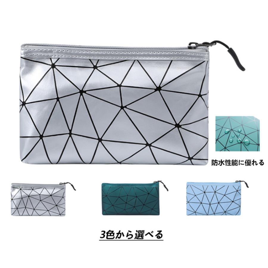 化粧バッグ ポーチ 化粧品 防水 PU レザー バスアメニティ トラベル ポーチ   シルバー