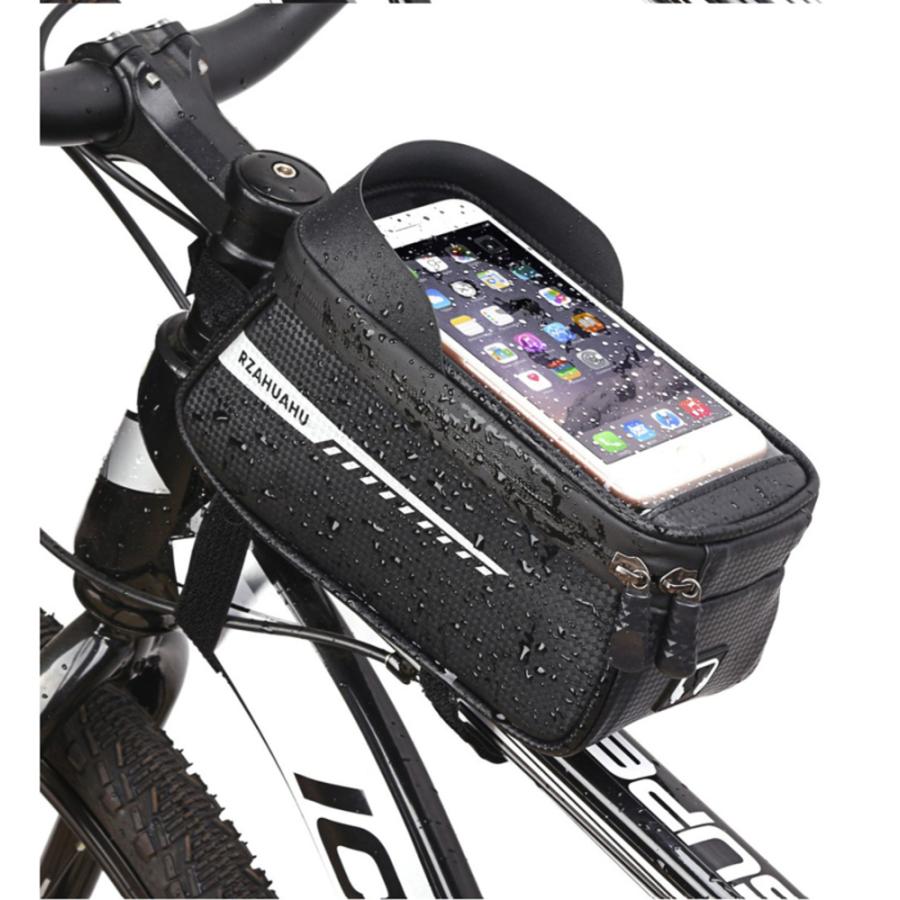 スマホ バッグ ポーチ マウンテンバイク 自転車 防水 小物 収納 1.5L フロント サイクリ 黒