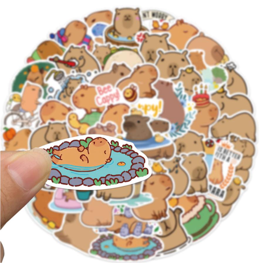 カピバラ ステッカー 50枚 スマホ 生活防水 猫ミーム ステッカー かわいい 面白い こども