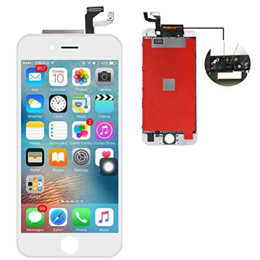 iPhone6s フロントパネル ガラス タッチパネル 修理パーツ 工具セット ホワイト カラー:ホワイト