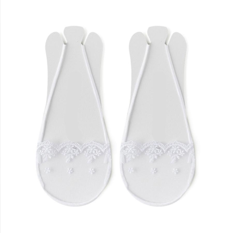 カバーソックス ヒールソックス 2足セット 脱げない靴下 レース 綿 通気性 サンダル パンプス ホワイト