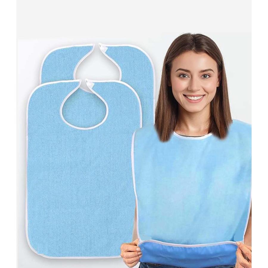 食事エプロン 大人用 よだれかけ 柔らかい 大判 介護用品 丸洗い 繰り返し ２枚セット 