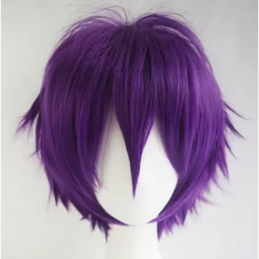 コスプレ カラー ウィッグ ショート キャラクター ヘア アニコス コミケ 併せ ハロウィン イベント かつら ウィッグ  紫