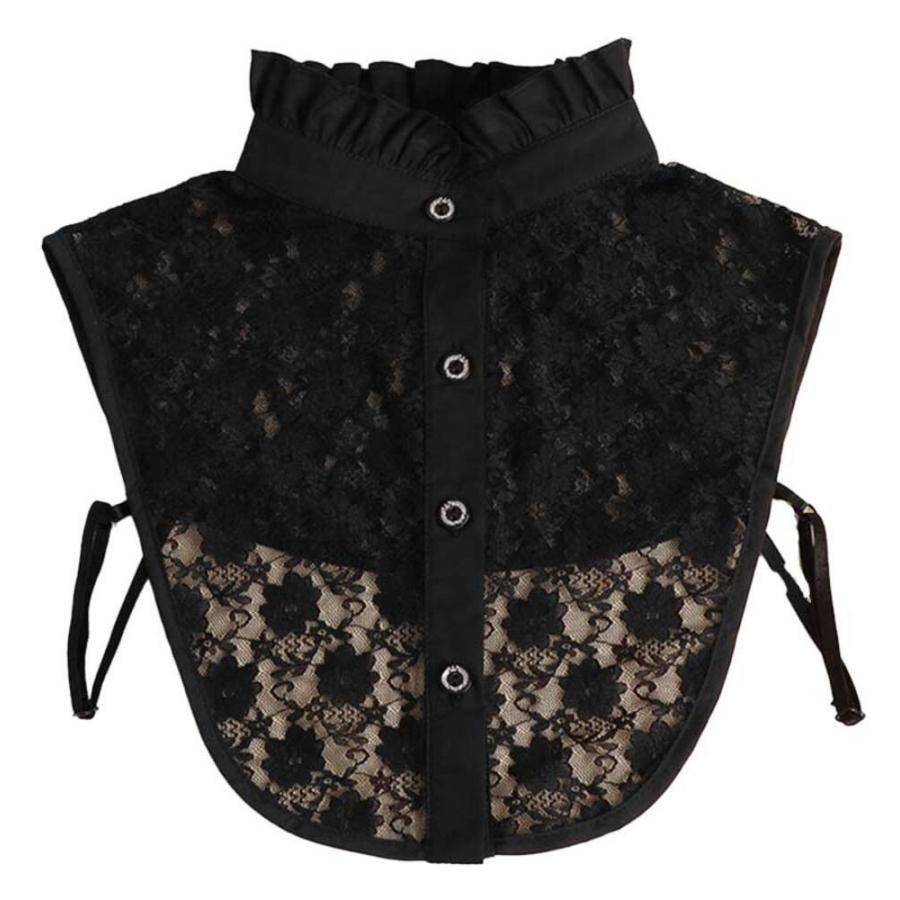 レース 付け襟 偽襟 ワイシャツ セーター 重ね着 レイヤード 取り外し 立ち襟 フェイクカラー ブラック