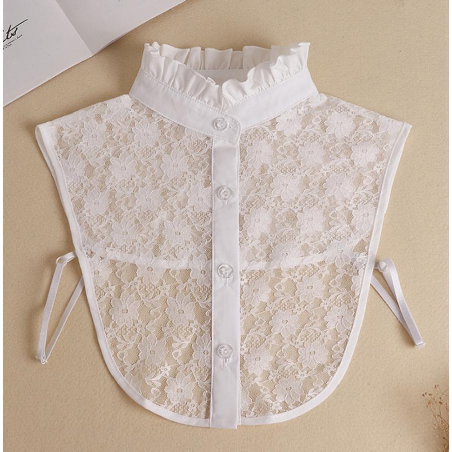 付け襟 フリルネック 立て襟 立ち襟 レース 重ね着 コーデ シャツ アンティーク風 おしゃれ  白