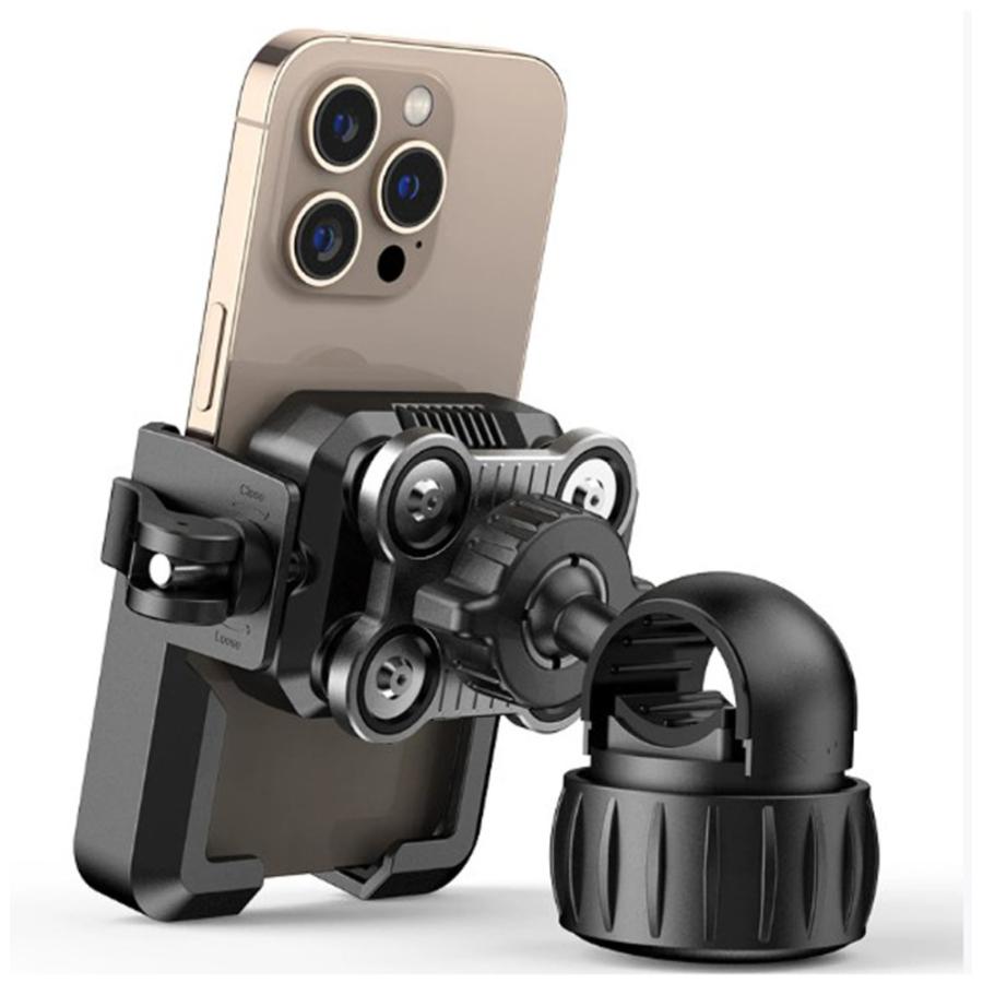 振動 衝撃に強い スマホホルダー 自転車 バイク 360度回転 4.7-7インチ対応  