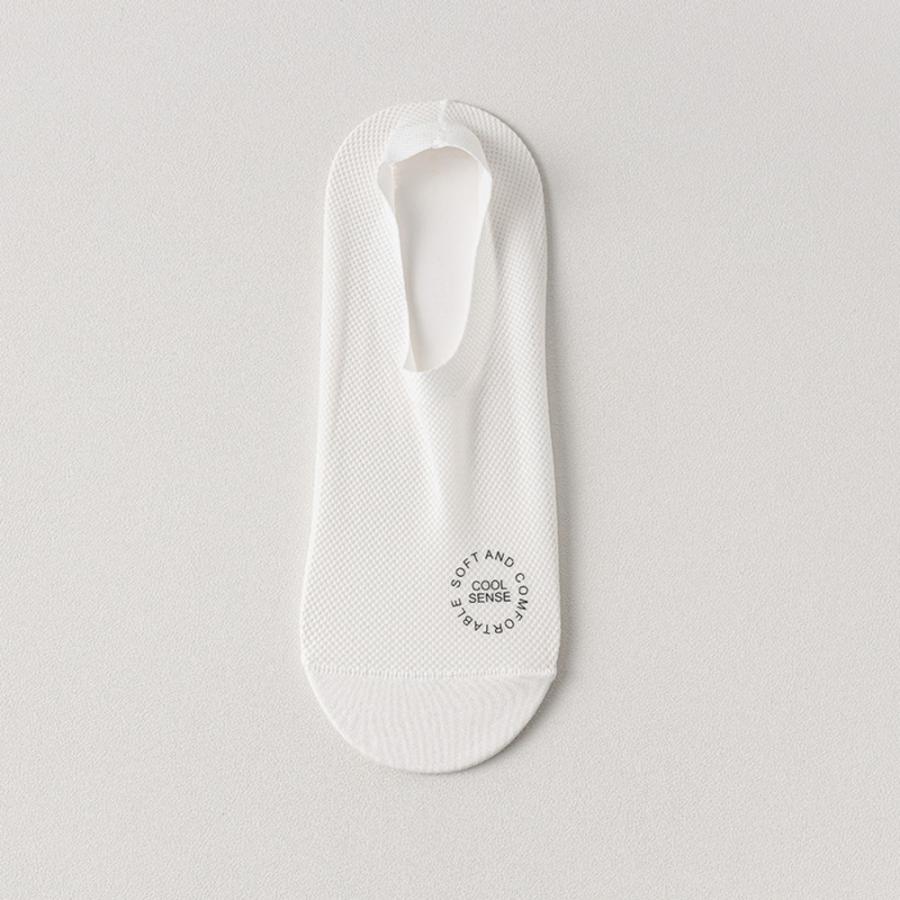 メンズ靴下 ショートソックス 3足セット 夏用 メッシュ 冷感 滑り止め かかとな  ホワイト