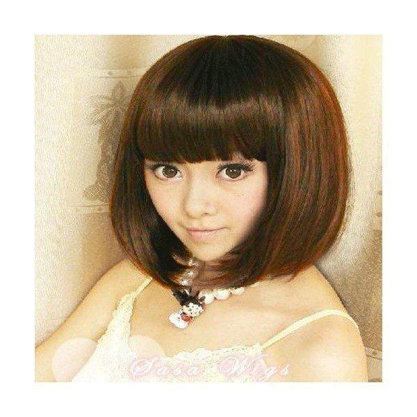 レディース ウィッグ コスプレ ファッション 耐熱フル ショートボブ ストレート 30B ライトブラウン