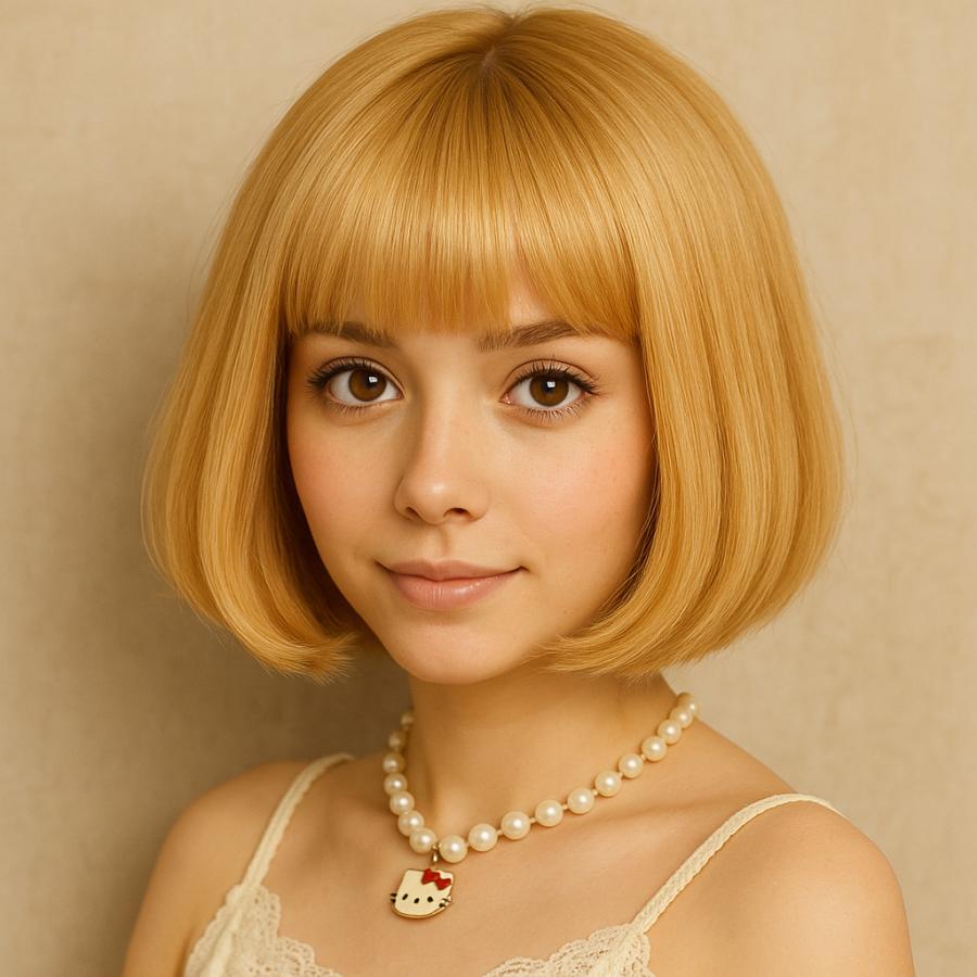 レディース ウィッグ コスプレ ファッション 耐熱フル ショートボブ ストレート 15#  白金