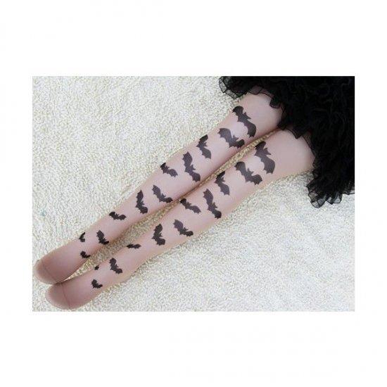 ハロウィン タトゥーストッキング 蝙蝠柄  フェイクタトゥー 美脚 コウモリ 柄タイツ 地雷系 病み系 ファッション ゴスロリ ZM-061 