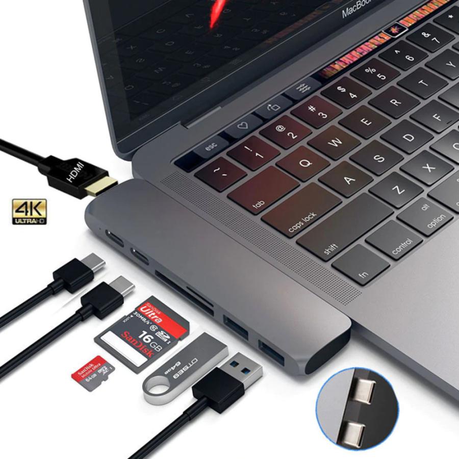 USB Type-C ハブ ドッキングステーション HDMI出力 SDカードリーダー MacBook 箱付き グレー