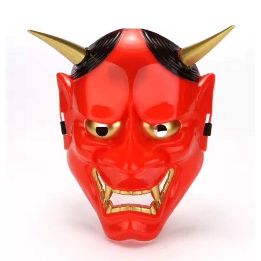 般若 お面 マスク 仮面 鬼 お化け コスプレ ハロウィーン 仮装 パーティ 和風 レッド