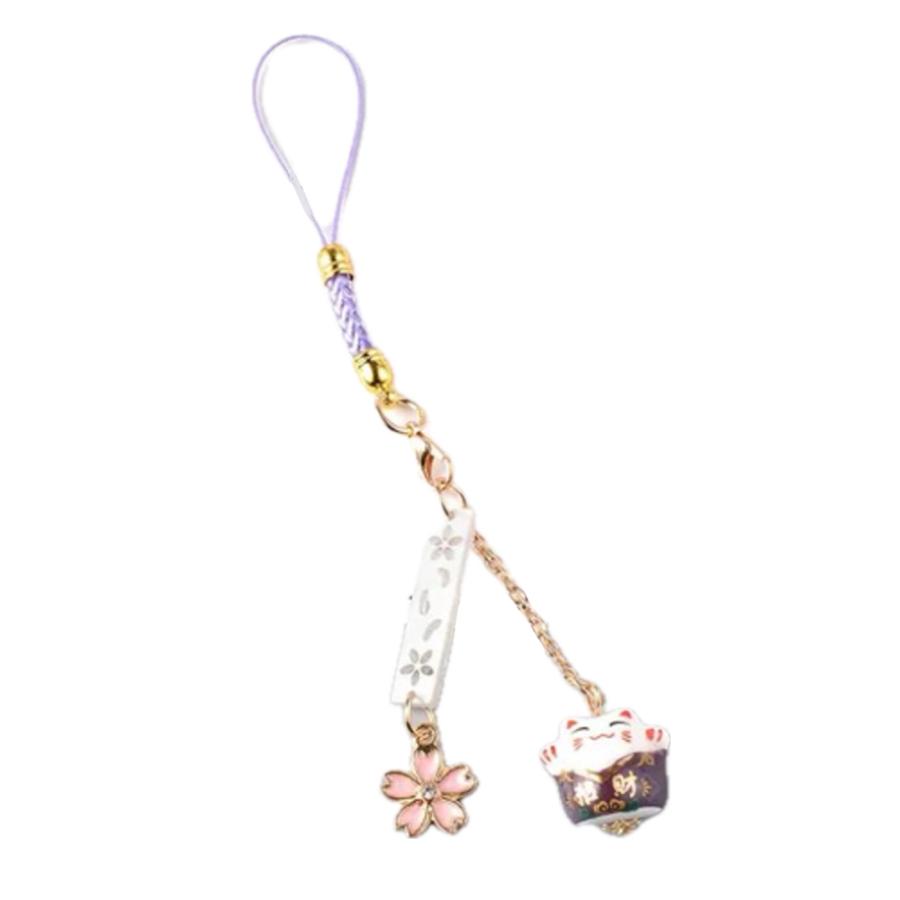 招き猫 スマートフォンストラップ iPhoneストラップ さくら 桜 バイオレット